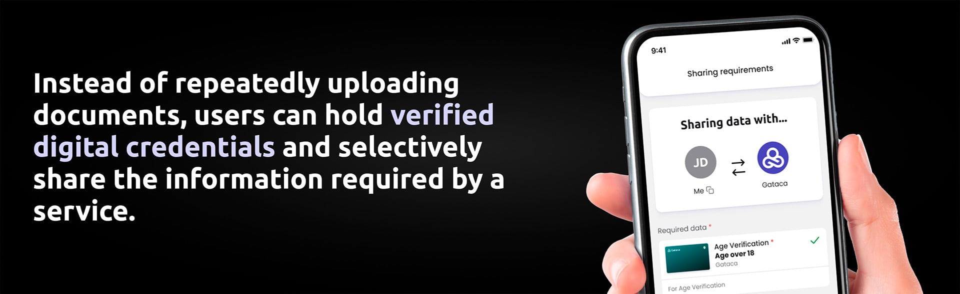 Gataca wallet selectively sharing verified digital credentials with a service